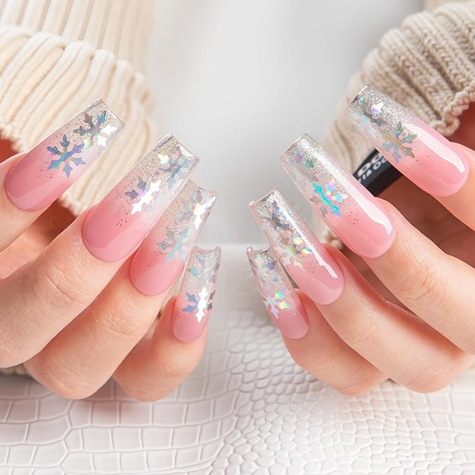 LOVFUL Short Press on Nails Aurora | Handmade Acrylic Press ons| Reusable Fake False Nails | Square Classic Regular 1.3in | H688-S