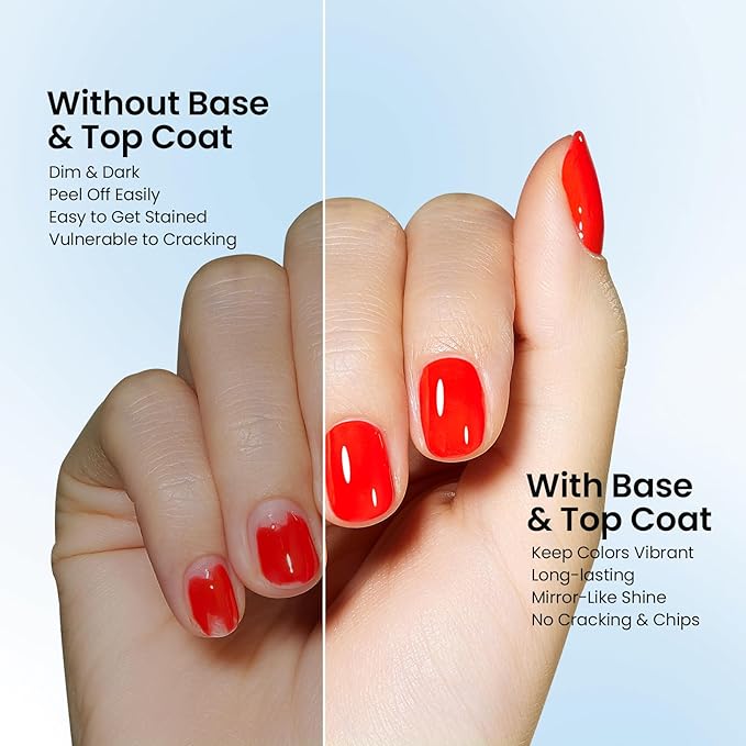 Beetles Gel Top Coat and Base Coat Set - 2Pcs 15ml Super Shiny and Long Lasting for Gel Nail Polish Soak Off LED Nail Lamp Fall Halloween Nail Art Design