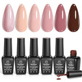 beetles Nude Gel Polish - Nude Symphony 6 Colors Polish Set, Neutral Pink Brown Glitter Skintone Gel Nail Colors, Soak off Uv Led Lamp Needed Nail Art Design Home Diy Gifts For Women