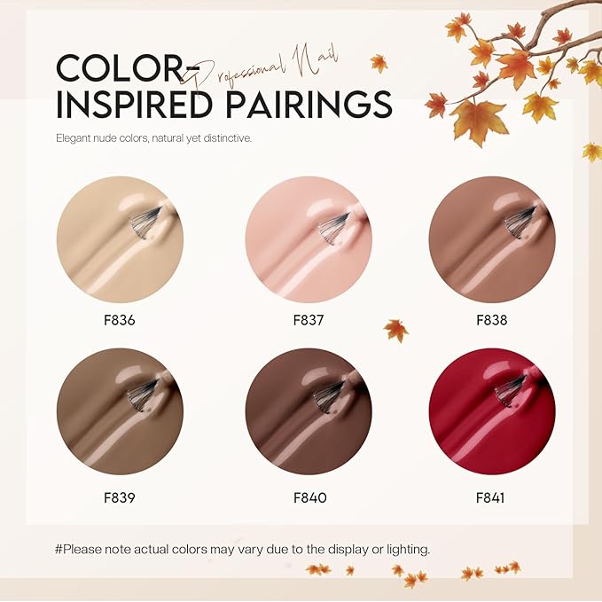 Morovan Brown Nail Polish Set: Winter Nude Dark Chocolate Nail Polish Kit Regular Air Quick Dry Autumn Fingernail Polish Pack for Women Nail Art Christmas Gift Holiday Party