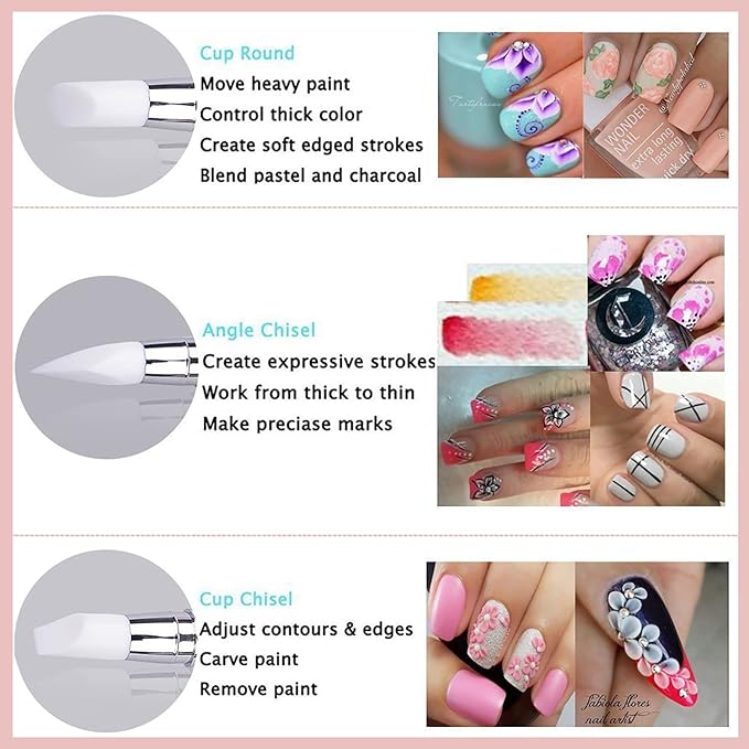 DANNEASY 10 Pieces Acrylic Nail Brush Dual Tipped Silicone Nail Tools Nail Dotting Tool Nail Painting Pen Nail Polish Carving Pen Liner Thin Nail Art Brush