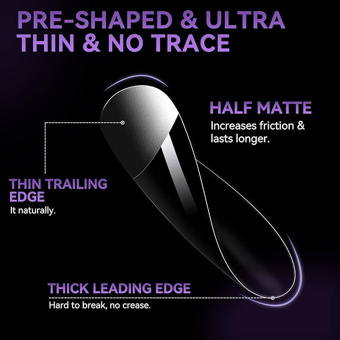 Gelike ec Short Almond False Nail Tip Kit, Soft Gel Full Cover Press on Nail Tips, Clear Gelly Tips Pre-Buff PMMA,12 Sizes- 120PCS