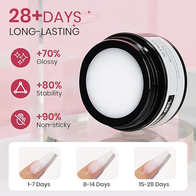 Nude and White Molding Gel for Nails 3d Sculpting Gel Non Stick Hand Solid Builder Gels for Nail Extension Sculpting Modeling for Carving Patterns Decoration Home Manicure DIY for Women