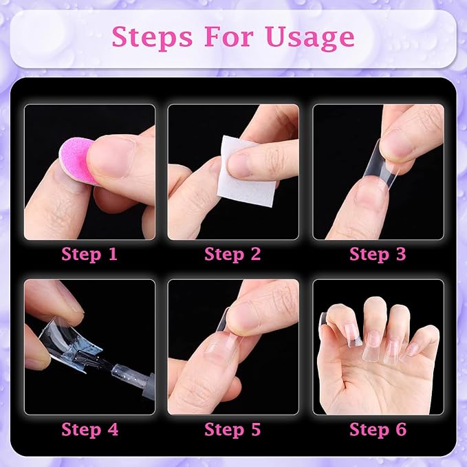 outopen 500pcs Long Duck Nail Tips L Feet Clear Flare Nail Tips for French False Nail Extension Y2K Vibe Half Cover Duck Tips for Polygel Acrylic Extension Beginners DIY Manicure, 10 Sizes