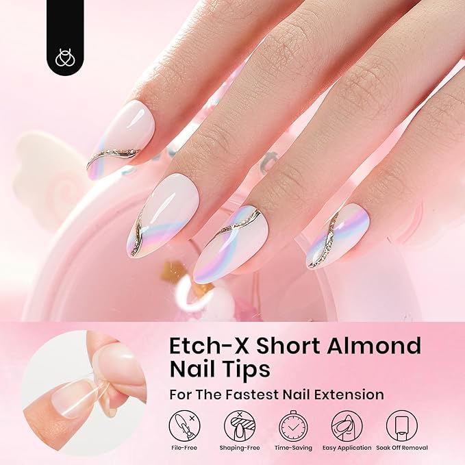 Beetles Gel Nail Tips Almond,288 pcs 12 Sizes Short Almond False Nail Tips Half Matte Full Cover Acrylic Gel Nail Tips Press On Nail Extensions for Women