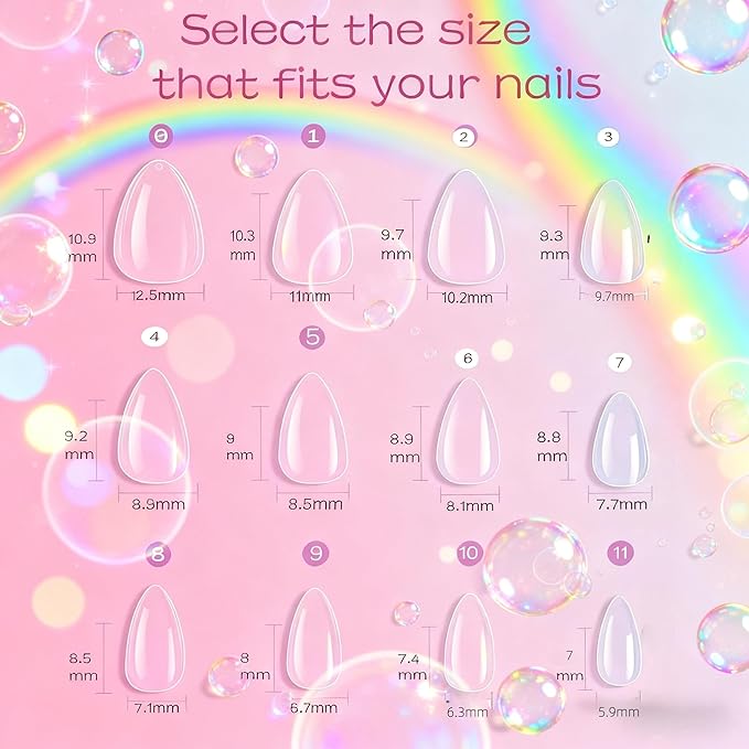 Extra Short Almond Kid Nail Tips,360Pcs Soft Gel Nail Tips Pre-Shaped Press On Nails For Kids,Clear Acrylic Half Matte Full Cover Fake Nail For Kids DIY Extension & Salon Use12 Sizes