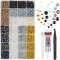 28 Types Flatback Half Pearls w B7000 Jewelry Glue for Bedazzling Crafting 3mm 4mm 6mm 8mm 10mm Colorful Golden Silver Black White AB Charms for Nails Face Eyes Makeup Crafts Tumblers Bottles