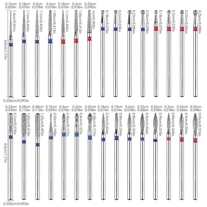 30PCS Diamond Nail Drill Bit Set Diamond Cuticle Nail Bits Kit Manicure Pedicure Remover Tools for Acrylic Gel Nails Cuticle Cleaner Nail Bit Kit