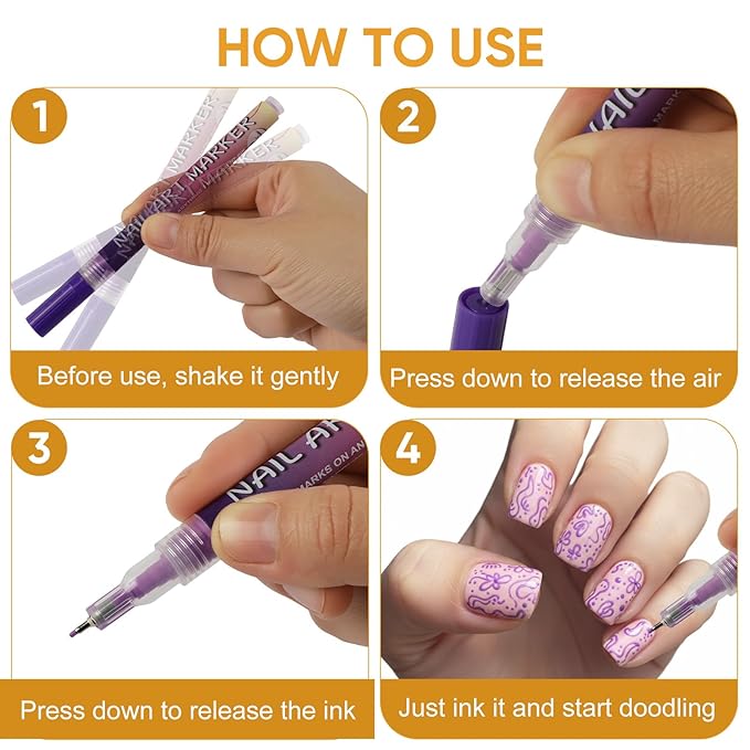 12 Colors Nail Art Pens Set,Nail Point Graffiti Dotting Pen for 3D Nail Art,Liner Brush for DIY Nail Art Beauty Adorn Manicure Tools （1 Set）