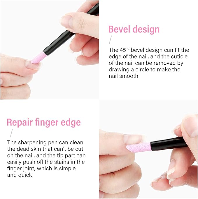 Boao 20 Pieces Pumice Stone Nail File Cuticle Stone Pusher Nail Sanding Sticks Art Pen Cuticle Remover Trimmer Buffer Manicure Tools for Household Beauty Salon Peeling Dead Skin Repairing