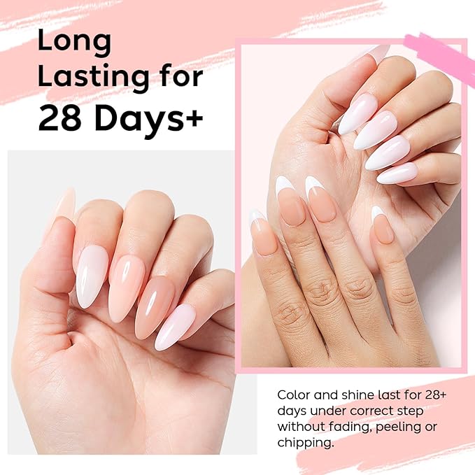 Nicedeco Hema Free Rubber Base Gel Polish for Nails 6 Pcs Cruelty Free Vegan Rubber Gel Nail Strengthener Nude Pink Nail Gel Polish Set 35