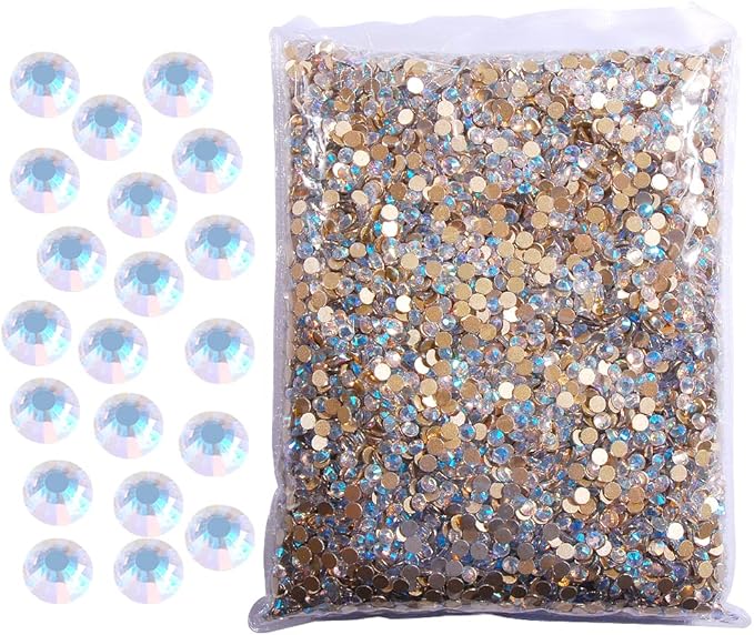 Hisenlee 14400PCS Rhinestone SS3-SS20 Crystal Gems 9 Sizes Wholesale Nail Art Rhinestone Flatback Round Glass Diamond for Crafts (SS3, Blue Moon)