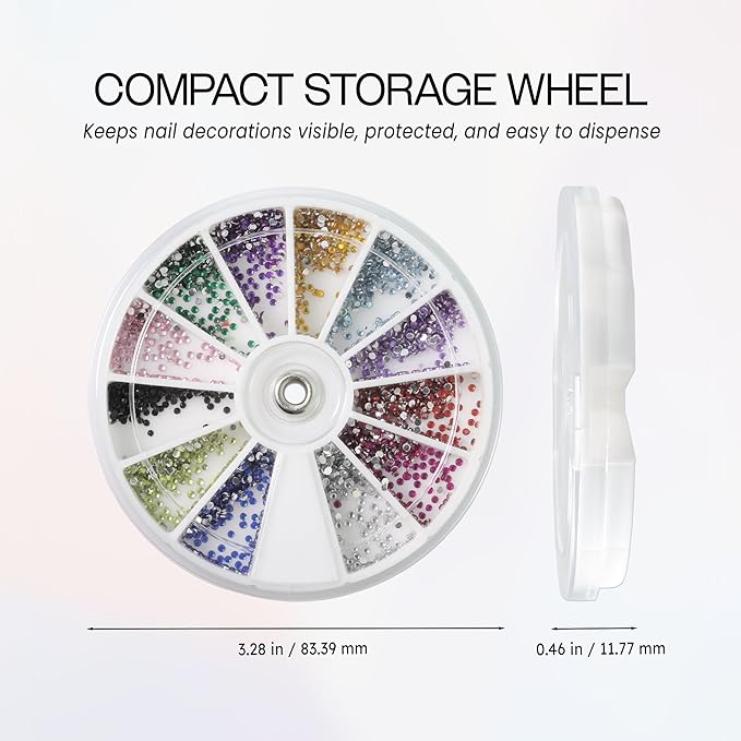 Nail Art Rhinestones Fake Pearl Gems Jewelry Decorations Manicure Wheel (20 Wheels, Small Multi Color)