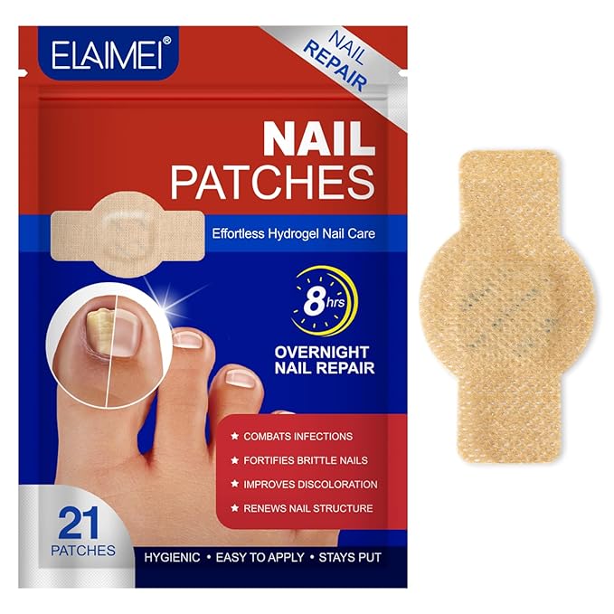 21 PCS Nail Patches ，Toenail Treatment Patch Extra Strength 8-Hour ，Nail Repair Patches,,Nail Repair for Restores Damaged Nails and Appearance of Discolored，Overnight Renewal for Men and Women