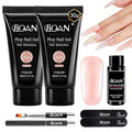 BQAN Poly Nail Gel, 2 Pcs Poly Extension Gel (30ml) with Slip Solution & Brush, for Long-Lasting Nail Extensions | Builder | Salon-Quality DIY & Home Use (Nude)