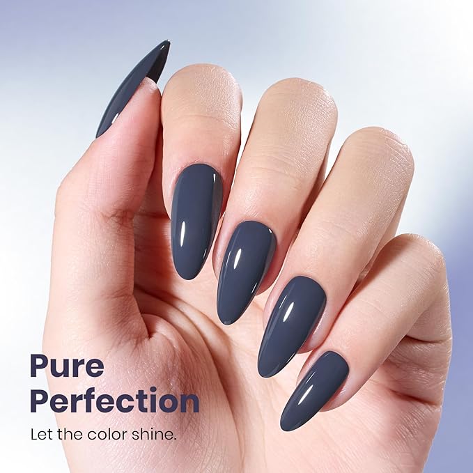 beetles Dark Grey Gel Polish - 15ML Crown Navy Blue Dark Gray Borealis Gel Polish Soak Off Nail Art Manicure Salon DIY Uv Lamp Nail Design Decoration at Home