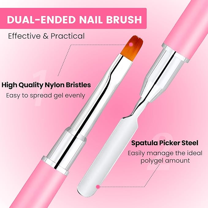 Polygel Nail Forms Kit for Toes,GlimightyX Reusable Toenails Dual Forms for Polygel with 1.35oz Nail Slip Solution Anti-Stick,with Dual-Ended Brush,Nail File and Nail Clips,12 Sizes 120Pcs