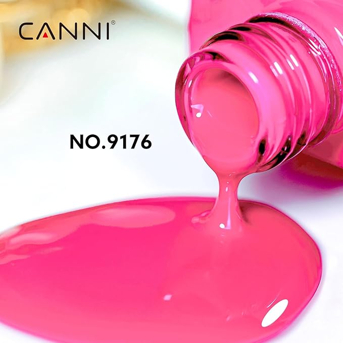 CANNI Neon Pink Gel Nail Polish, 1Pcs Hot Pink Gel Polish Color Soak Off U V Nail Manicure Salon DIY at Home