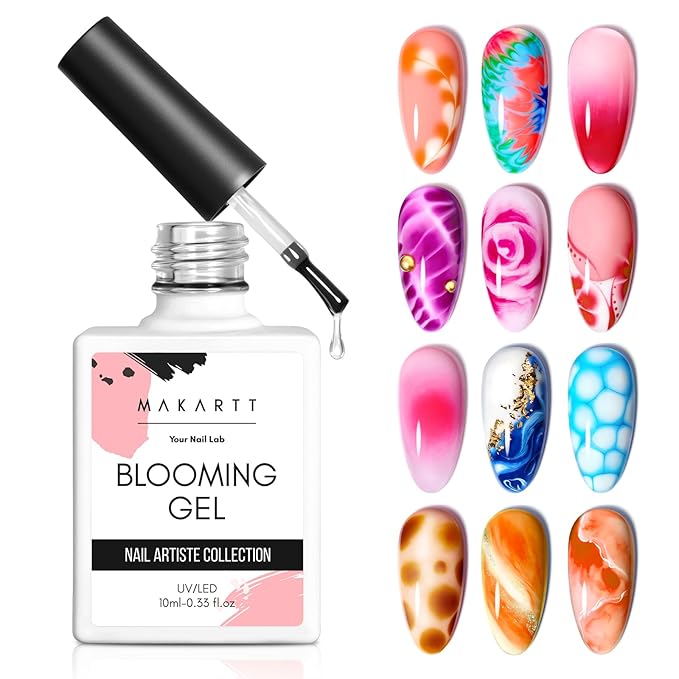 Makartt Blooming Gel: Clear UV LED Nail Art Polish for Spreading Effect Marble Soak Off Nail Polish Gel Painting Nail Designs for DIY Color Floral Watercolor Magic Manicure Gift for Women