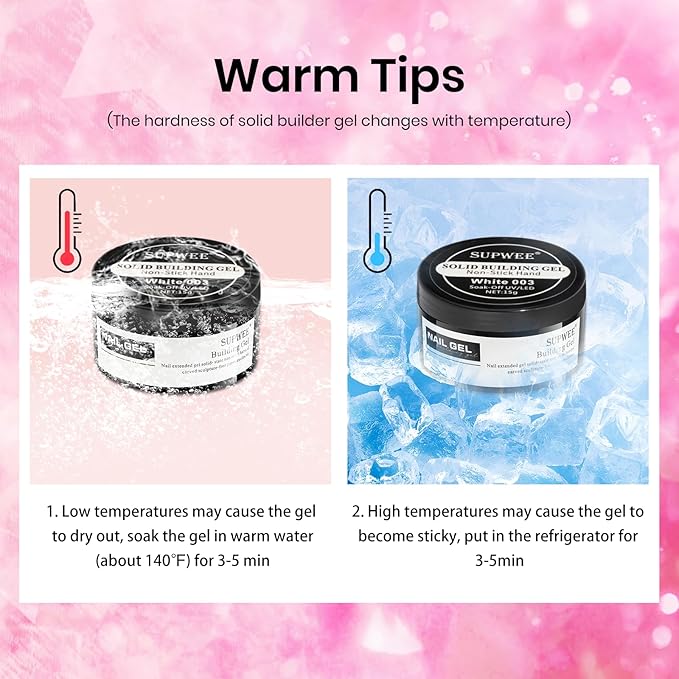 Solid Builder Gel for Nail Extension Non Stick Hand Scupture Hard Gel with Dual Form Nail Brush Tool for Home DIY Manicure 7 Colors 14g(0.49 oz)