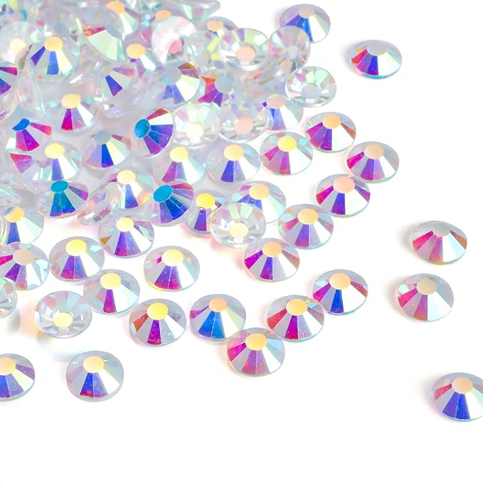 720pcs Flat Back Rhinestones Glitter Round Crystal Gems Glass Rhinestones for Crafts Nail Art Clothes Shoes DIY Decorations, Transparent AB, SS20, 4.6-4.8mm