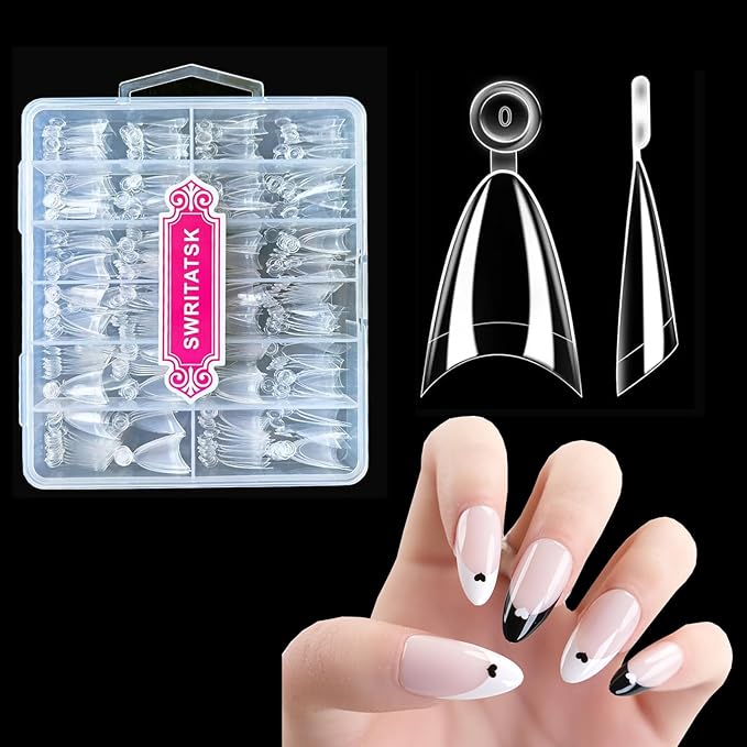 Almond Nail Tips,300PCS Almond Press On Nails Short Fake Nails Tips,Soft Gel Nail Tips Shape Acrylic Nails For Valentines Day Gifts -12 Sizes Acrylic Press On Nail Valentines Gifts for Her