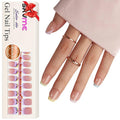 Gel French Tip Nails Short Square French Tip Press on Nails SXVME White French Nail Tips 150Pcs Pre-applied Tip Primer Natural Skin Tones Fake Nails Extensions Gel Nail Kit for Women Girls DIY