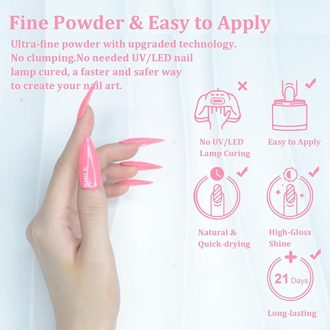 Hot Pink Dip Powder, 1OZ Nail Dipping Powder for Long-lasting 28 Days+ Dip Nail Art French Manicure Nail Starter & Professional Home DIY Salon Use 28g