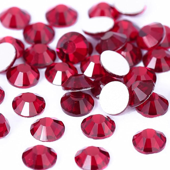 Novani Dark Red Rhinestones 3000Pcs Flatback Crystal Round Loose Gemstones Glass Rhinestones for Crafts Makeup Nail Art Clothes Shoes DIY Decorations(SS10, 2.7-2.9mm)