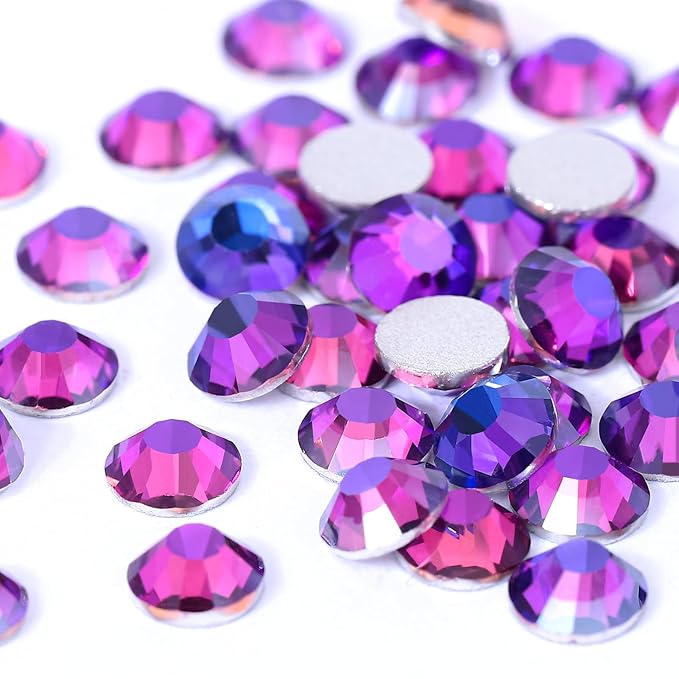 Novani Purple Rhinestones, Flatback Loose Crystal Gemstones 1440pcs Glass Rhinestones for Clothes Shoes Crafts Makeup Nail Art and DIY Decorations(SS6, Purple Velvet)
