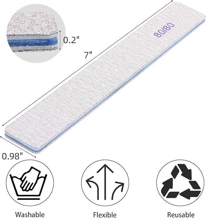 50pcs 80/80 Grit Nail Files Acrylic Nails Emery Boards File Professional Nail Art Tools for Home,Salon,Strong,Double Sided