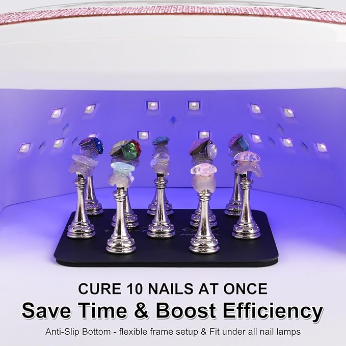 ANGNYA Nail Stand for Press Ons,Square Shape Super Magnetic Base Nail Holder for Painting Nails with 200 Pcs Reusable Double-Sided Tape for Nails Practice Nail Tools Home DIY Salon Supplies