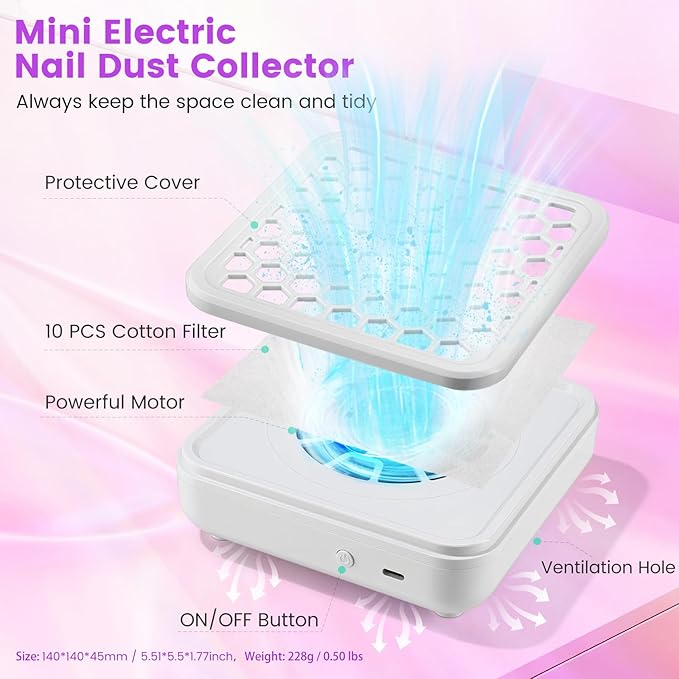 Nail Drill Kit with Dust Collector: Electric Nail File Drill Nails Machine Professional 20000RPM Nail Grinder for Acrylic Gel Removal Manicure Pedicure Tool in Cosmetic Bag Salon Home