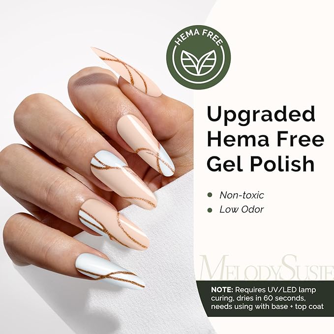 MelodySusie Hema Free Gel Nail Polish, 0.5 Fl Oz Thick Light Nude Gel Polish, Non-Toxic, Long Lasting, Soak Off UV Nail Polish, Manicure Nail Design Salon DIY Nail Art at Home K0433