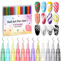 Born Pretty 12 Colors Nail Art Pens Set,3D Nail Point Graffiti Dotting Pen Acrylic Paint Pens Point Liner Pen Drawing Painting Quick Dry Nail Markers for DIY Nails Art Beauty Adorn Manicure Tools