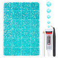 Aquamarine AB Resin Rhinestones w B7000 Glue for Bedazzling Crafting 2mm-6mm Lake Blue Flatback Jelly Gems Stones Diamonds Bedazzler Kit for Nails Face Eyes Makeup Tumblers Bottles DIY Crafts