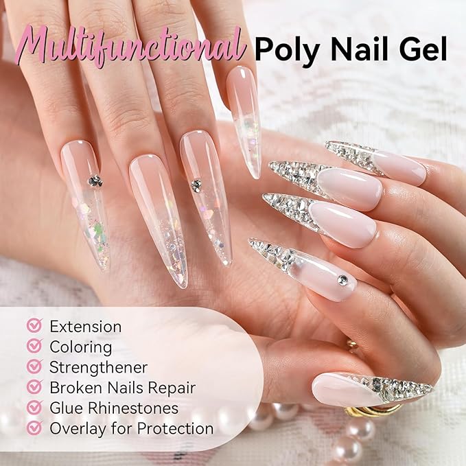 Makartt Hema-Free Poly Nail Gel Clear 50ML Gel Builder for Natural-Looking Strengthener 3D Molding Gel for Trendy Nail Art Long-Lasting and Easy to Use for Home Salon