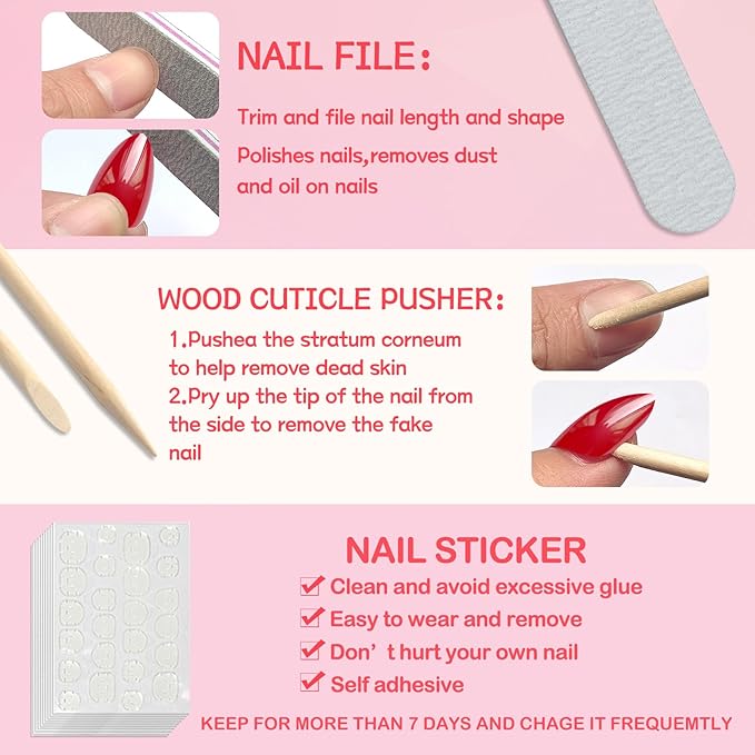 120pc Red Almond Press on Nails Short Fake Nails Press ons for Women Acrylic Nails Press on Nails&Glue Tabs, Short Red Press on Nails Almond False Nail Tip Stick on Artificial Fingernail