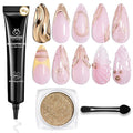 Beetles Sculpting Gel 3D Gel Nail Art 3 in 1 Clear No Wipe Nail Polish Rhinestone Art Glue Gel for Drawing, Molding, Gems and Decoration with Golden Chrome Nail Powder for DIY Nail Designs, 15g