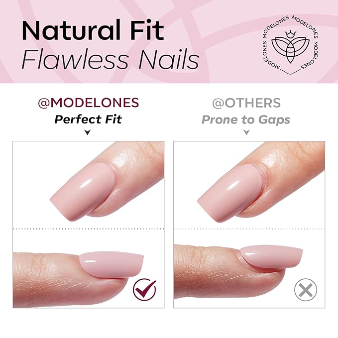 modelones Short Press on Nails, Oval Fake Nails Kit Press Ons with Nail Glue, Adhesive Tabs, Nail File, Prep Pad, Manicure Stick, 32Pcs 16 Sizes, Burgundy, Spring Women Girl Gift
