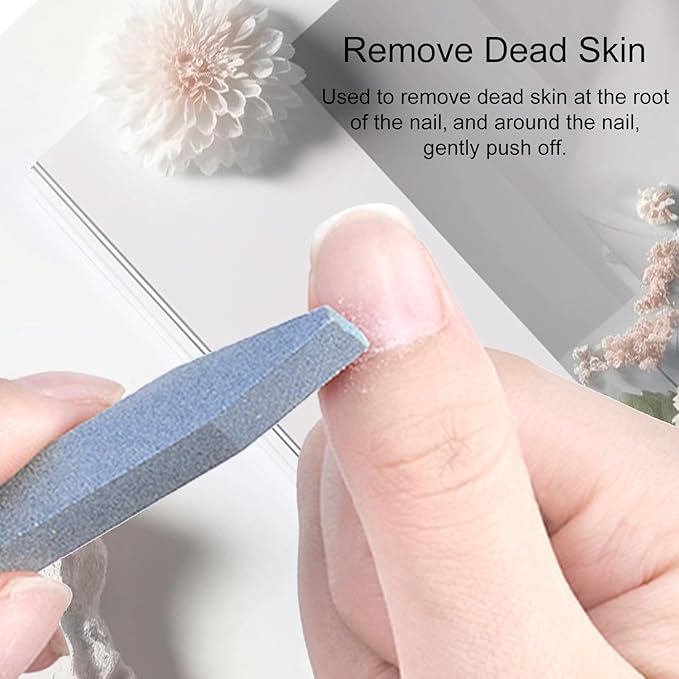 8 Pieces Stone Nail File and Pumice Stone Stick Set - Nail Cuticle Pusher and Buffing Tool for Home and Salon Use