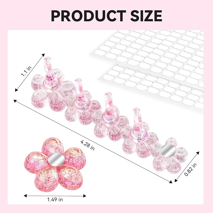 Nail Stand for Press On Fake Nails Painting Display Practice, Powerful Magnetic Nail Holder for Diy Design, Single Flower Nail Stand with 200 PCS Double-Sided Tapes, Nail Tools for Home Salon