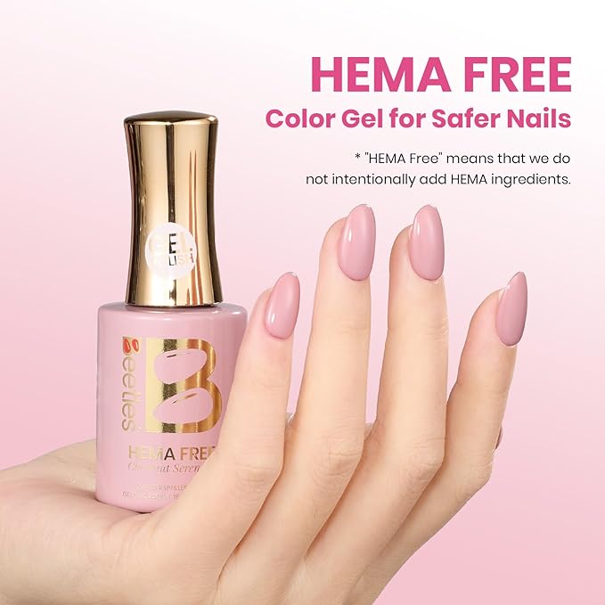 Beetles Nude Pink Gel Polish - Chestnu Serenade 15ML/0.51Fl Oz, Hema Free Pink Nude Gel Polish, Same Color Same Bottle, Soak Off UV LED Lamp Spring Summer Nails Art, Manicure Salon DIY French Nails