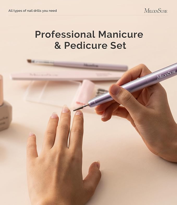 MelodySusie Pen-Shaped Ultra-Slim Cordless Nail Drill, PM170F 30000RPM Portable Rechargeable Electric File with LED Display for All Manicure, Nail Care, Shaping & Gel Removal for Advanced Home Use