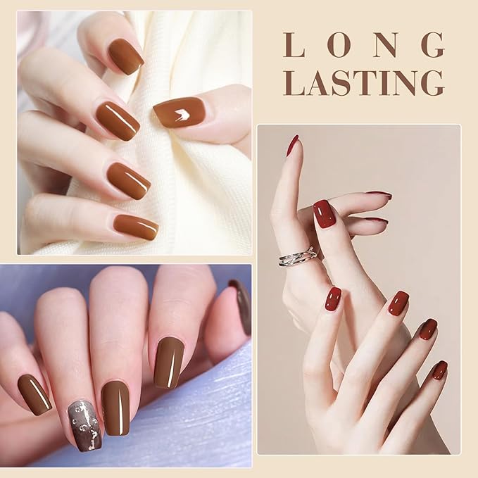 CANNI Brown Nude Gel Nail Polish Set – 6 Colors 9ML (Beige, Chestnut, Khaki, Skin Tone, Taupe), Soak Off UV LED Nail Gel Kit for Winter Nude DIY Manicure