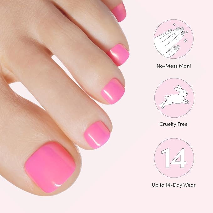 Dashing Diva Magic Press Pedicure Set - Italiana Tropicana - Press On Nails - Long Lasting Gel - Lasts Up to 10 Days - Summer Gel Set - 4-Piece Pedicure Kit with 24 Nails