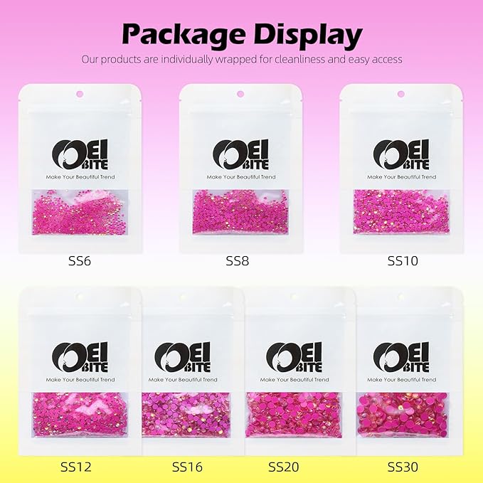 F Rose Flatback Rhinestones, Glass Rhinestones for Nail Art and Craft, Glue Fix, Loose Crystal Gemstones(F Rose, SS8, 1440pcs, 2.3-2.5mm)