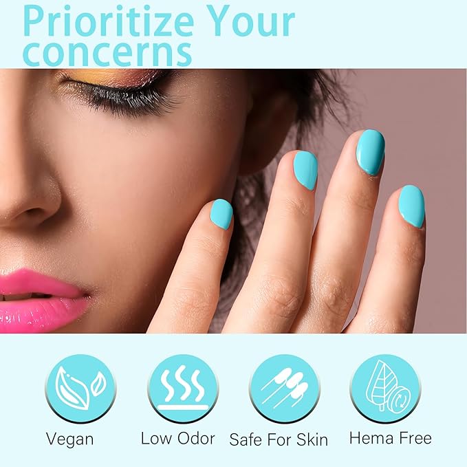 15ML Pastel Blue Gel Nail Polish, Light Blue Gel Polish, Same Color Same Bottle,High Gloss U V Soak Off Nail,DIY Sparkle Manicure Salon