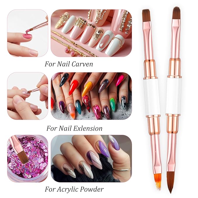 5 Pcs Nail Liner Brushes Double-Ended Nail Art Brushes Set Gel Polish Detail Nails Art Brush Professional Thin Nails Arts Brush for Gel Polish Acrylic Application DIY Manicures & Salons