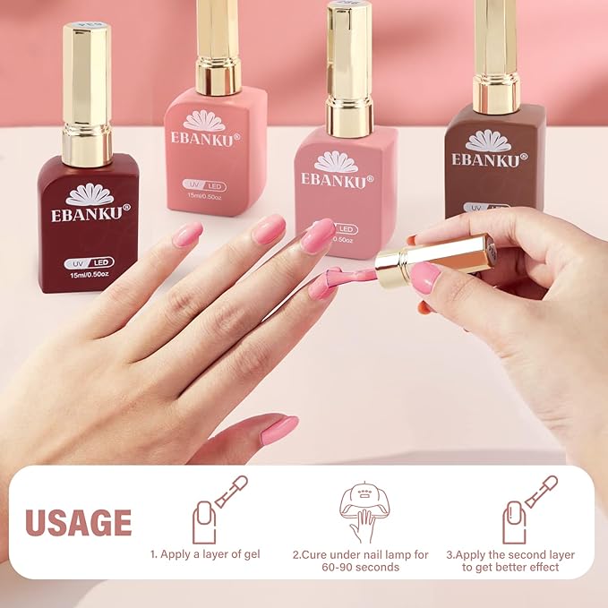 EBANKU 12 Pcs Christmas Gel Nail Polish Set, 15ML Same Color Same Bottle Red Pink Nude Brown Fall Soak Off Gel Nail Polish Kit Nail Art Manicure Gifts for Women
